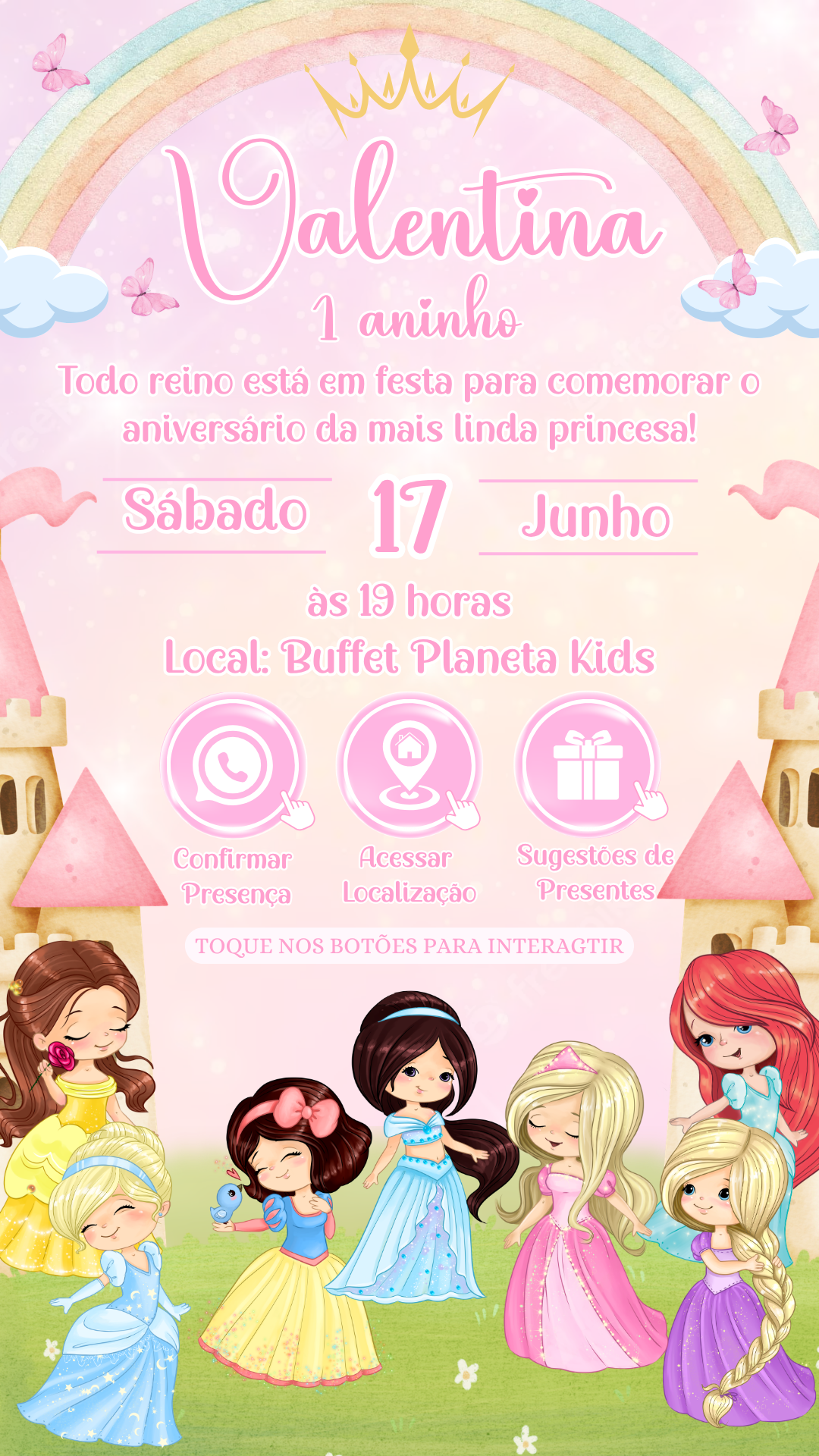 Convite Interativo - Princesas Baby